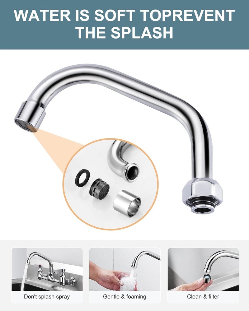 IVIGA G3/4 Internal Thread Commercial Faucet Swivel Spout Replacement: 6“ Add-on Swing Nozzle - Chrome Polished Spout Replacement For Commercial Kitchen Sink Faucet - 1.8gpm/ 2.2gpm Aerator - Image 4